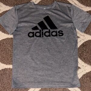 Adidas Heather Gray Tee with Black Emblem
